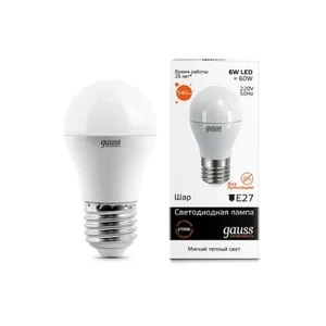 Лампа Gauss LED Elementary Globe 6W E27 3000K Улыбка Света